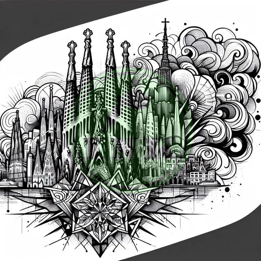 Barcelona Dreamscape Ink Digital Tattoo Design