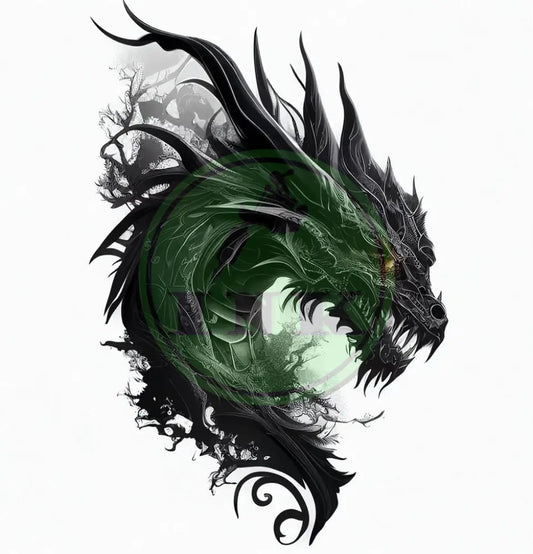 Black Chinese Dragon Tattoo Stencil