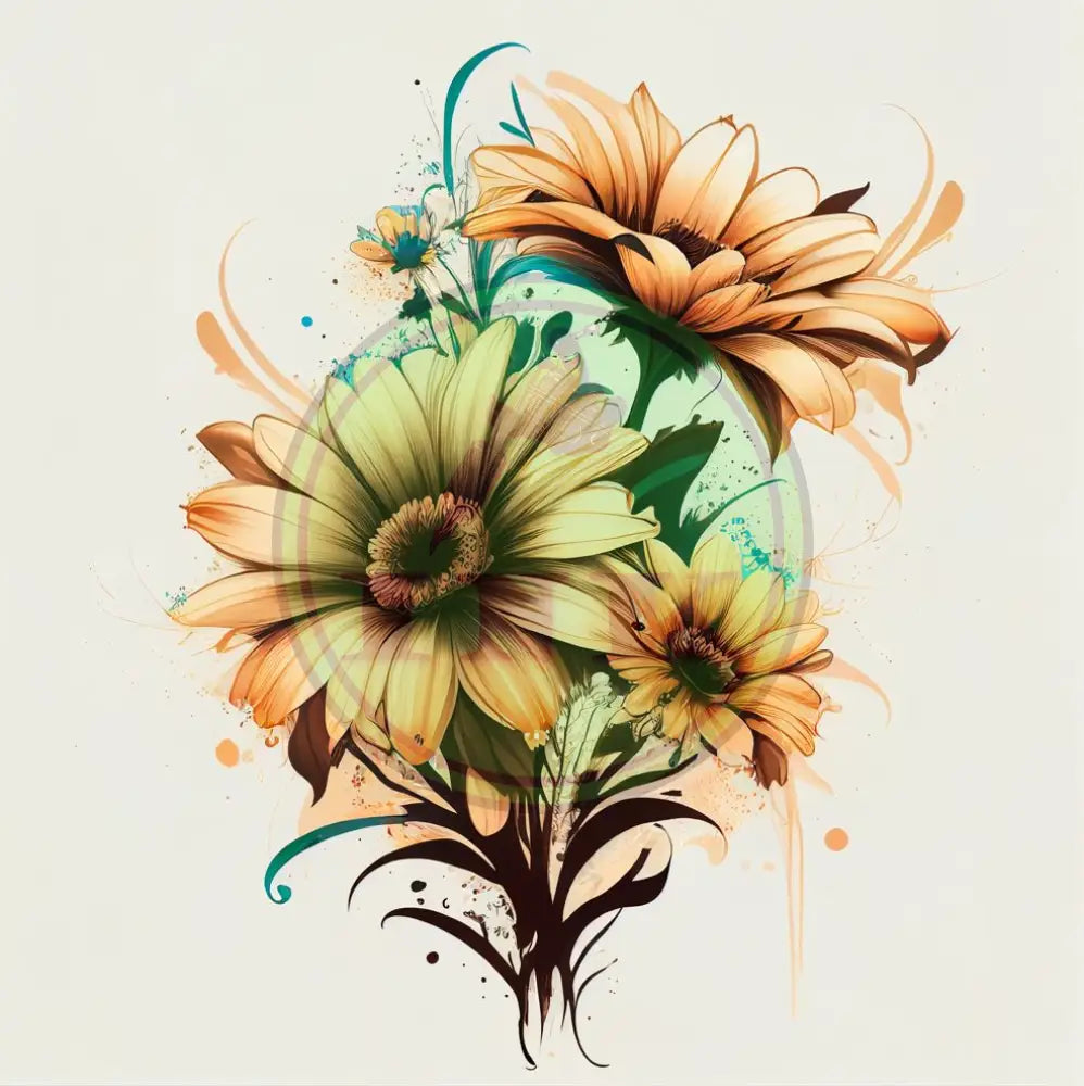 Elegant Sunflower Flower Design Tattoo