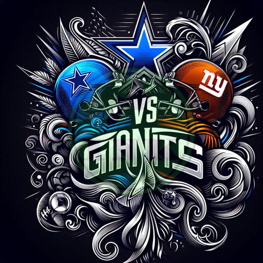 Epic Clash: Cowboys Vs Giants Ai Tattoo Digital Design