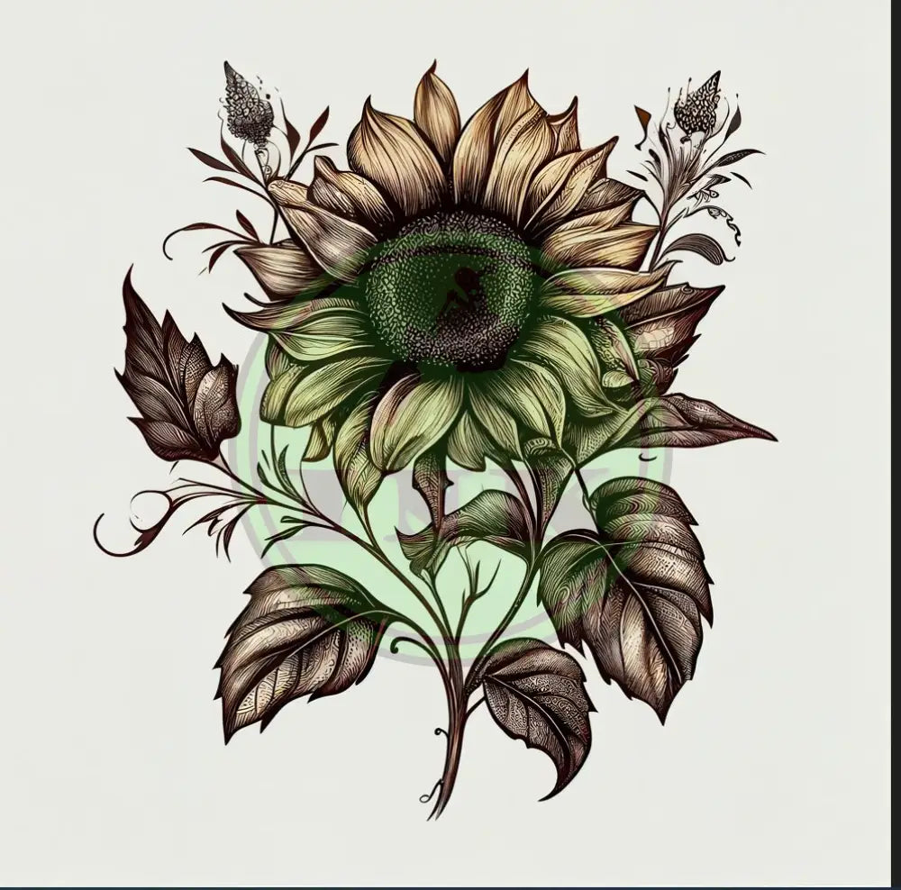 Exquisite Sunflower Flower Design Tattoo