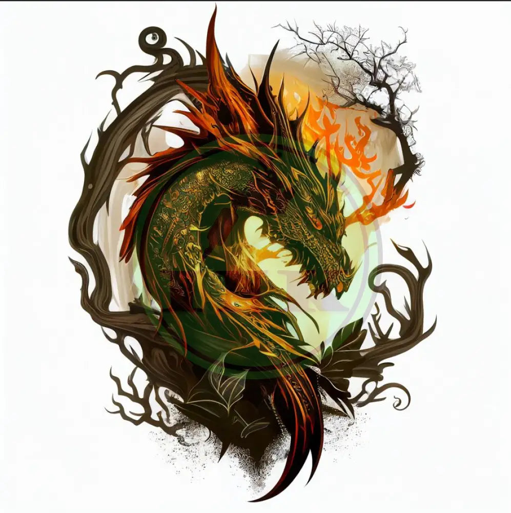 Fiery Dragon Tattoo Design