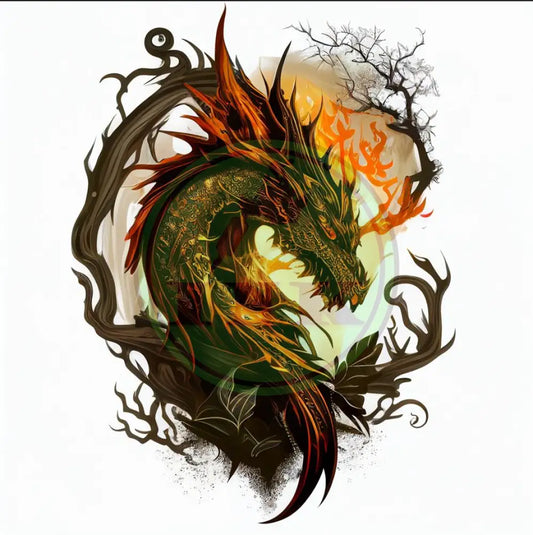 Fiery Dragon Tattoo Design