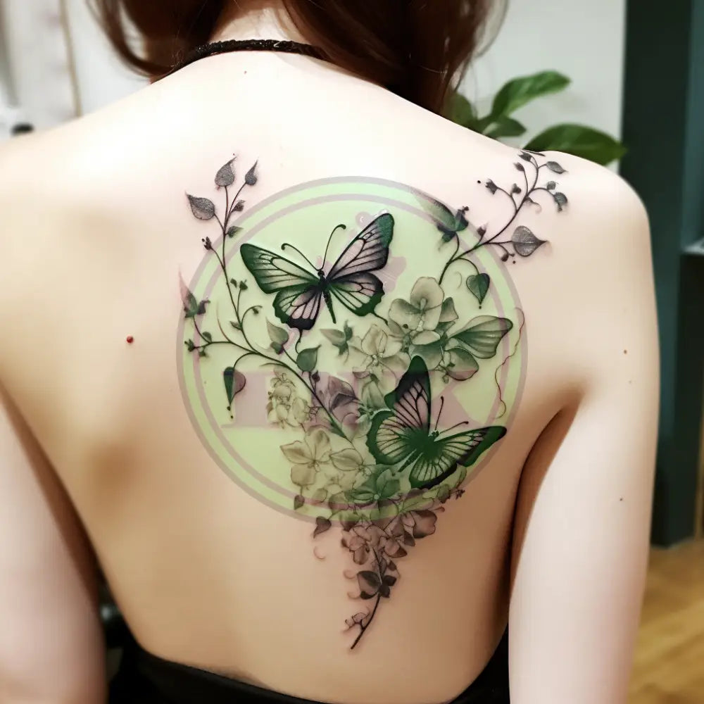 Flutter Butterfly Back Tattoo Design