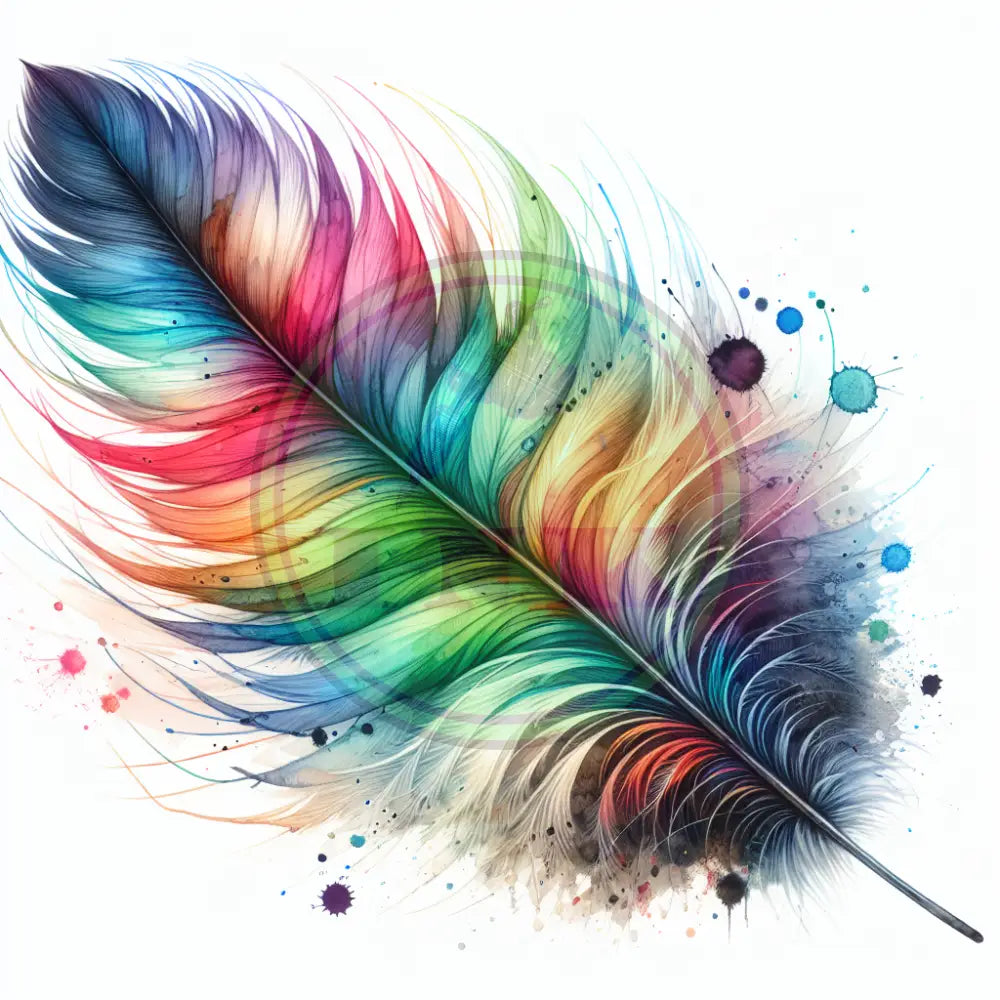 Ink Splash Feather Digital Tattoo Design