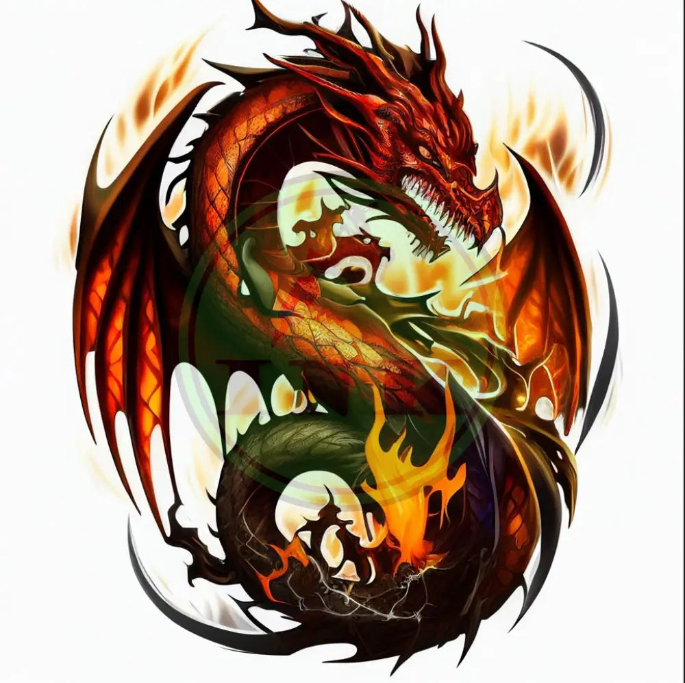 Japanese Fire Dragon Tattoo Design