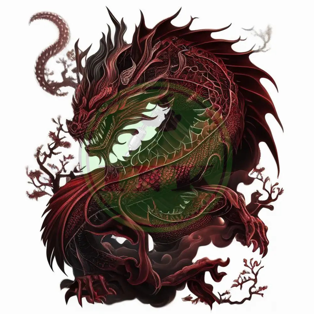 Red Ruby Chinese Dragon Tattoo Design