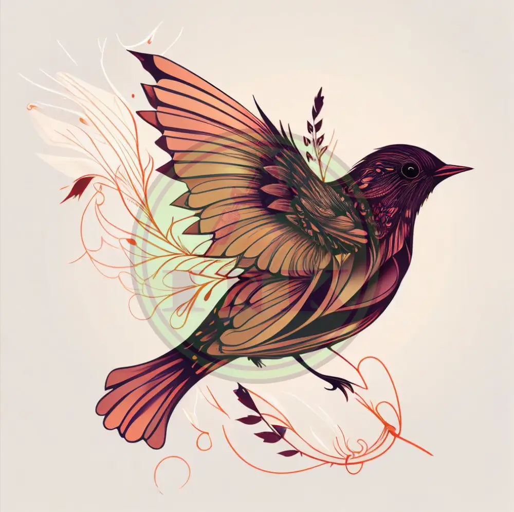 Whimsical Bird Tattoo Design