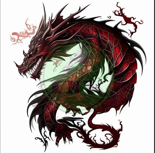 Wild Red Dragon Tattoo Design